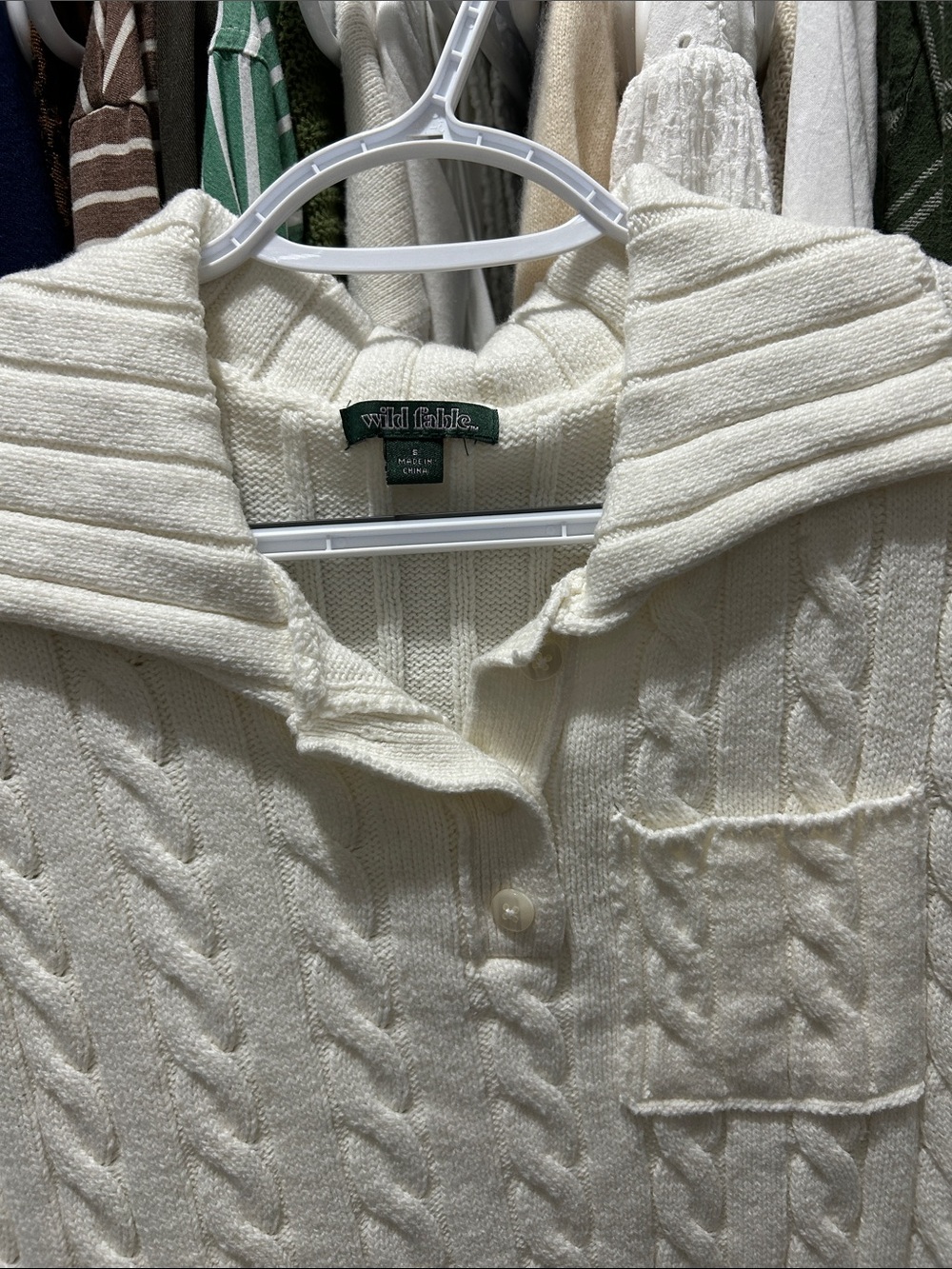 Wild Fable White Cable-Knit Short Sleeve Polo Sweater - Picture 2 of 3